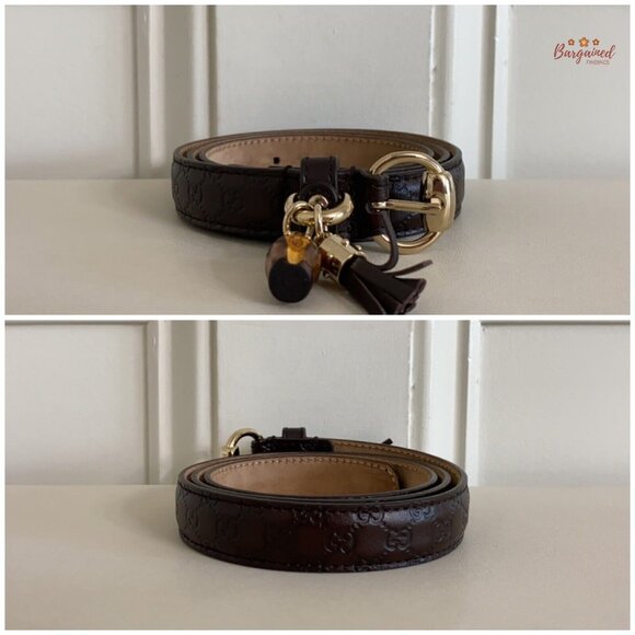 Authentic Gucci Brown Microguccissima Leather Slim Horsebit Buckle Belt 75/30 - Picture 3 of 13